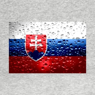 Flag of Slovakia - Raindrops T-Shirt